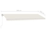 vidaXL Auvent automatique avec capteur de vent et LED 600x300 cm Crème