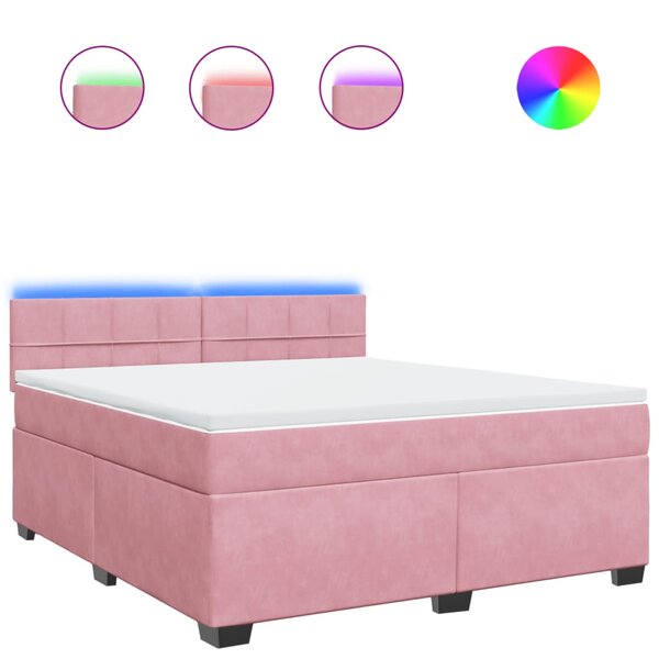 vidaXL Sommier à lattes de lit avec matelas Rose 180x200 cm Velours