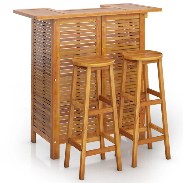 vidaXL Ensemble de bar de jardin 3 Pièces Bois d'acacia solide