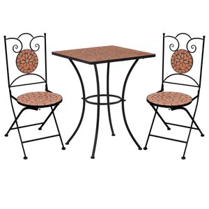 vidaXL Ensemble de bistro 3 Pièces mosaïque Carreau céramique Terre cuite