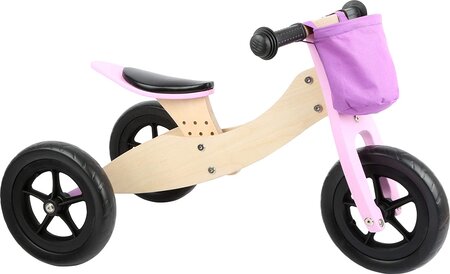 Tricycle-Draisienne Maxi 2 En 1 En Bois Rose