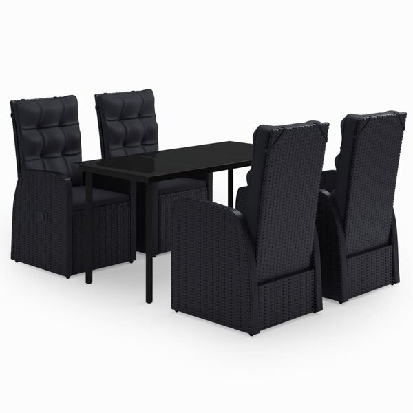 vidaXL Ensemble à manger de jardin avec coussins 5 Pièces Noir