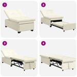 vidaXL Canapé-lit 3-en-1 en velours crème