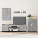 vidaXL Ensemble meuble TV 4 Pièces Gris béton Bois d'ingénierie