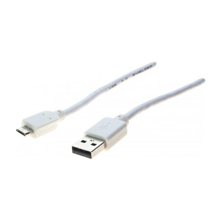 Cordon USB 2.0 type A / micro B 1,8m blanc DEXLAN