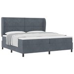 Lit Box Spring vidaXL avec matelas Gris foncé 200x200 cm Velours