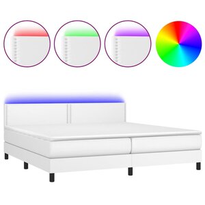 vidaXL Sommier à lattes de lit avec matelas et LED Blanc 200x200 cm
