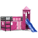 vidaXL Lit mezzanine enfants avec tour sans matelas rose 90x190 cm
