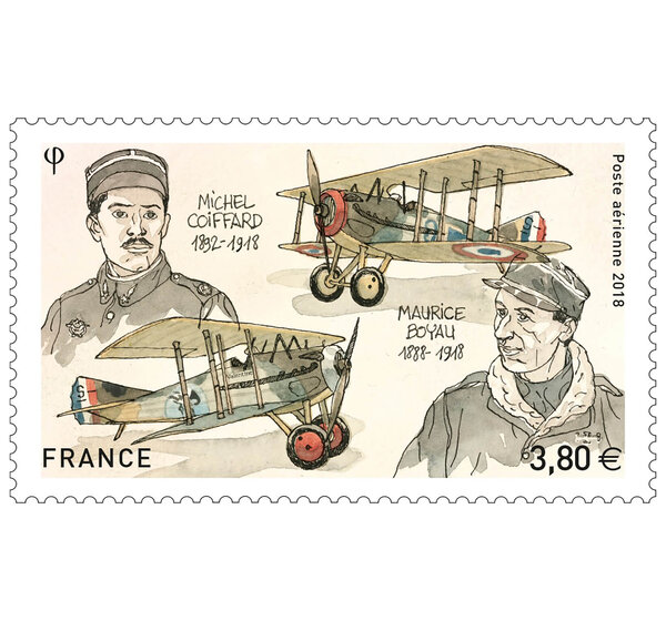 Timbre - Poste aérienne - Boyau Coiffard - Lettre prioritaire