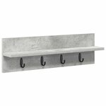 vidaXL Porte-manteau mural avec étagère Gris béton 60 x 10.5 x 18 cm