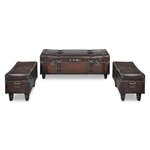 vidaXL Ensemble de bancs de rangement 3 Pièces Marron