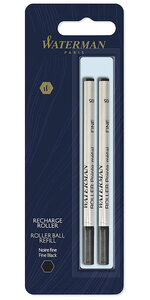 Waterman recharge roller pointe fine noire blister x 2