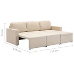 Vidaxl canapé-lit modulaire 3 places crème tissu