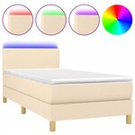 vidaXL Sommier à lattes de lit avec matelas LED Crème 90x200 cm Tissu