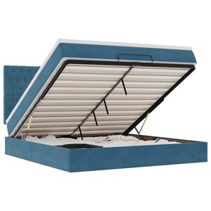 VidaXL Cadre de lit ottoman avec matelas bleu foncé 180x200 cm velours