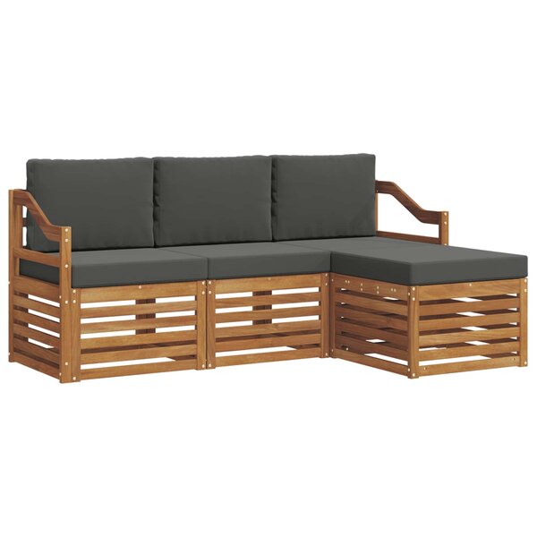 vidaXL Ensemble de canapés d'extérieur 4 pc Naturel et Anthracite