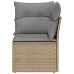 vidaXL Canapé d'angle de jardin avec coussins beige résine tressée