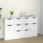 vidaXL Ensemble de buffets 3 Pièces Blanc brillant Bois d'ingénierie