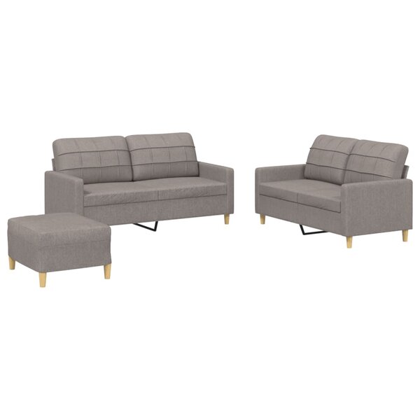 vidaXL Ensemble de canapés 3 Pièces avec coussins Taupe Tissu