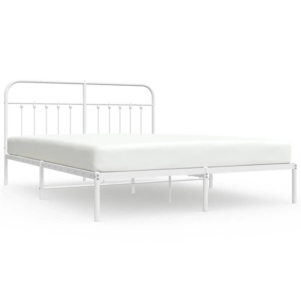vidaXL Cadre de lit métal sans matelas et tête de lit blanc 180x200 cm