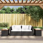 vidaXL Tables d'appoint jardin 2Pièces noir 55x34x37 cm rotin bois massif