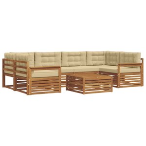vidaXL Ensemble de canapés d'extérieur 7 Pièces Naturel et Beige