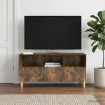 vidaXL Meuble TV 102 x 34 5 x 50 cm Chêne fumé Bois d'ingénierie