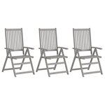 vidaXL Chaises inclinables de jardin 3 Pièces avec coussins Bois d'acacia