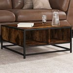 vidaXL Table basse chêne fumé 60 5x60 5x30 cm bois d'ingénierie/métal