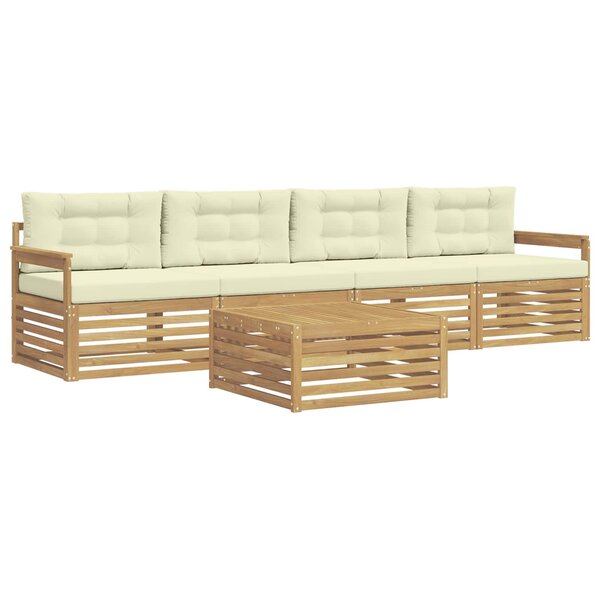 vidaXL Ensemble de canapés d'extérieur 5 pc Blanc et crème