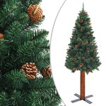 vidaXL Sapin de Noël mince pré-éclairé et boules vert 180 cm