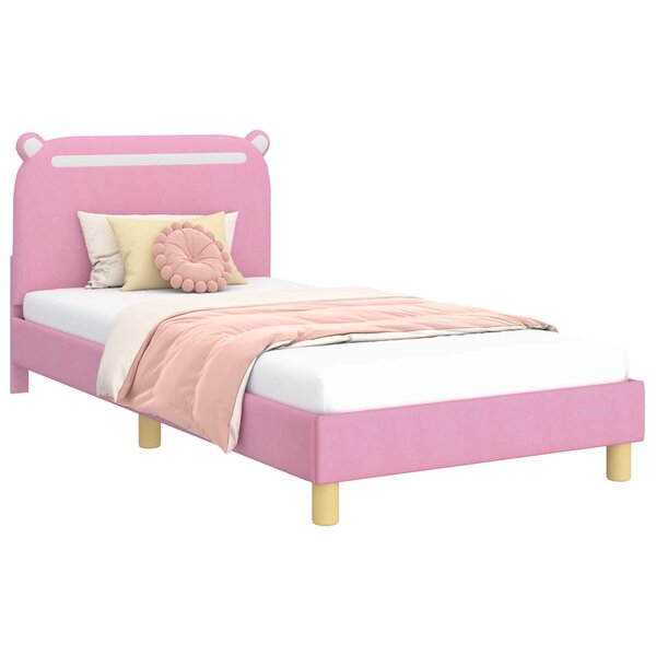 vidaXL Cadre de lit pour enfants avec tête de lit Rose 90 x 200 cm