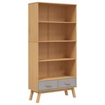 vidaXL Bibliothèque à 4 niveaux OLDEN gris marron bois de pin massif