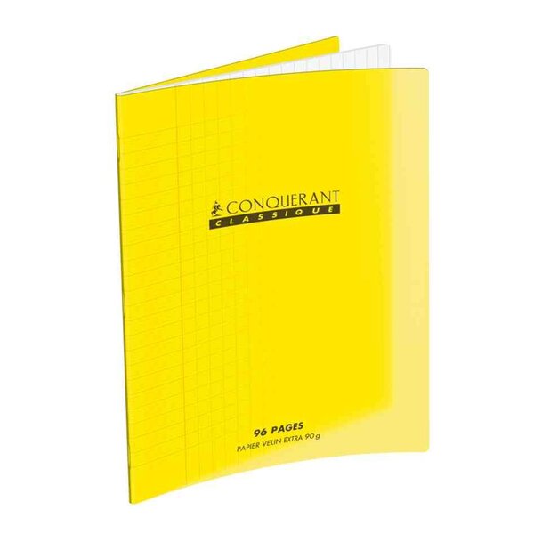 Cahier couverture polypro 240 x 320 mm 96 pages 90g seyès Jaune CONQUÉRANT