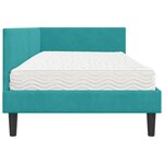 vidaXL Cadre de lit d'angle avec matelas Autre 2 Pièces Turquoise Velours