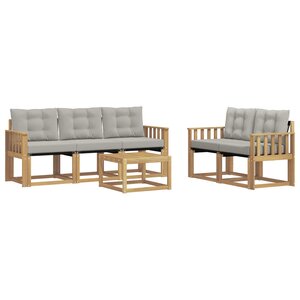 vidaXL Ensemble de canapés d'extérieur 6 Pièces Blanc et gris clair