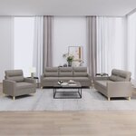 vidaXL Ensemble de canapés 3 Pièces avec coussins Taupe Tissu