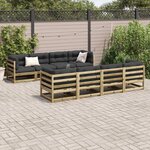 vidaXL Salon de jardin 9 Pièces avec coussins bois de pin imprégné