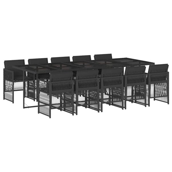 vidaXL Ensemble à manger de jardin 11 Pièces coussins noir résine tressée