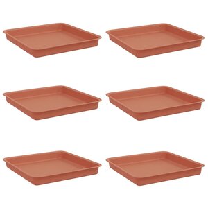 vidaXL Plateau carré à fleurs 6 pc Rouge brique 18 x 18 x 2 cm