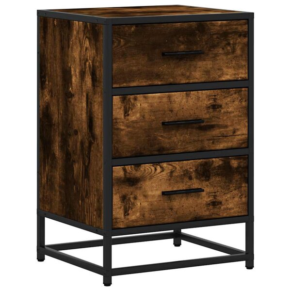 vidaXL Table de chevet chêne fumé 40x34 5x60cm bois d'ingénierie métal