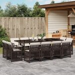 vidaXL Ensemble à manger de jardin avec coussins 13 Pièces marron rotin