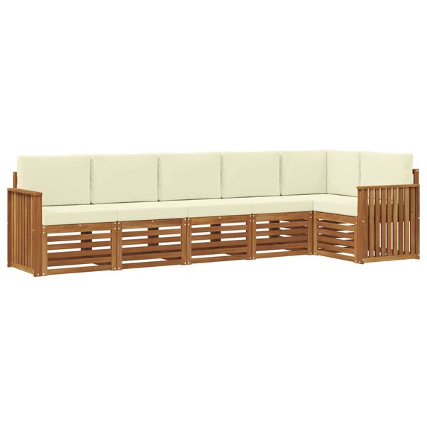 vidaXL Ensemble de canapé d'angle avec coussin 6 Pièces Naturel et Crème