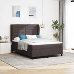 vidaXL Lit à ressorts avec matelas Marron foncé 160 x 200 cm tissu