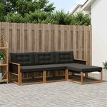 vidaXL Ensemble de canapés d'extérieur 4 pc Naturel et noir