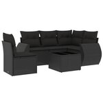 vidaXL Salon de jardin 6 Pièces avec coussins noir résine tressée
