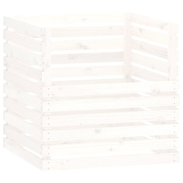 vidaXL Composteur Blanc 80x80x78 cm Bois massif de pin