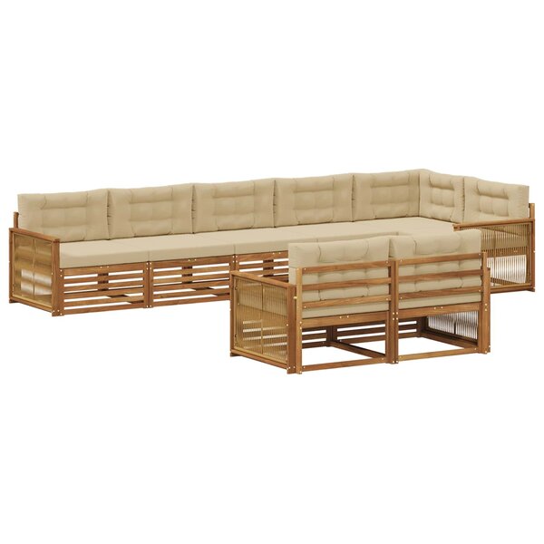 vidaXL Ensemble de canapés d'extérieur 8 Pièces Naturel et Beige