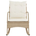 vidaXL Chaise à bascule de jardin avec coussins beige résine tressée