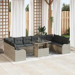 vidaXL Ensemble de canapé de jardin 11 Pièces Gris clair Poly rotin